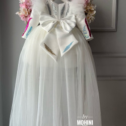 Rochie fete alba eleganta cu trena Unique White Princess