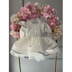 Rochie de petrecere din catifea pentru fetite Silver White Velvet