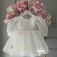 Rochie de ocazie fetite din organza alba cu perle si fluturasi White Butterflies