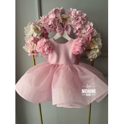 Rochie botez roz Sweet Pink Flowers