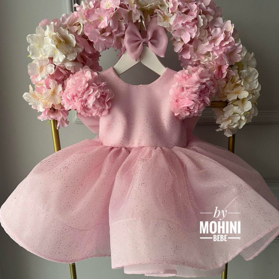 Rochie botez roz Sweet Pink Flowers