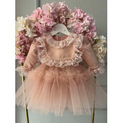 Rochie din dantelă fetiță -Rochita roz prafuit Lace Thea