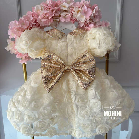 Rochie ivorie botez fete - New Ivoire Angel Roses