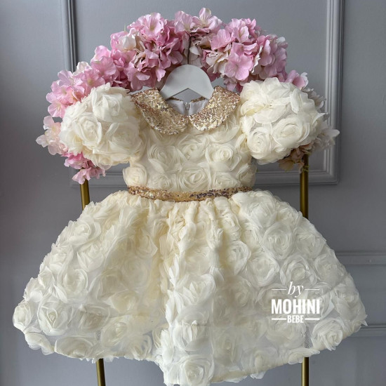 Rochie ivorie botez fete - New Ivoire Angel Roses