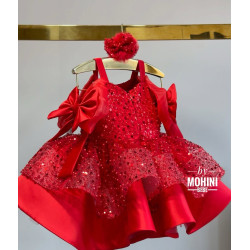 Rochie rosie copii - Rochie paiete New Red Bow