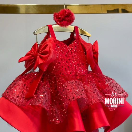 Rochie rosie copii - Rochie paiete New Red Bow