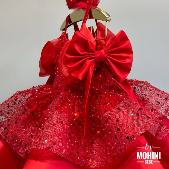 Rochie rosie copii - Rochie paiete New Red Bow