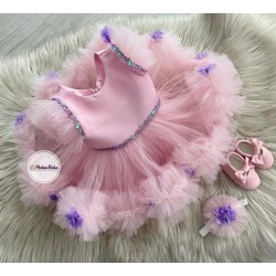 Rochie zi de naștere fetiță - Rochie roz ALLIRA