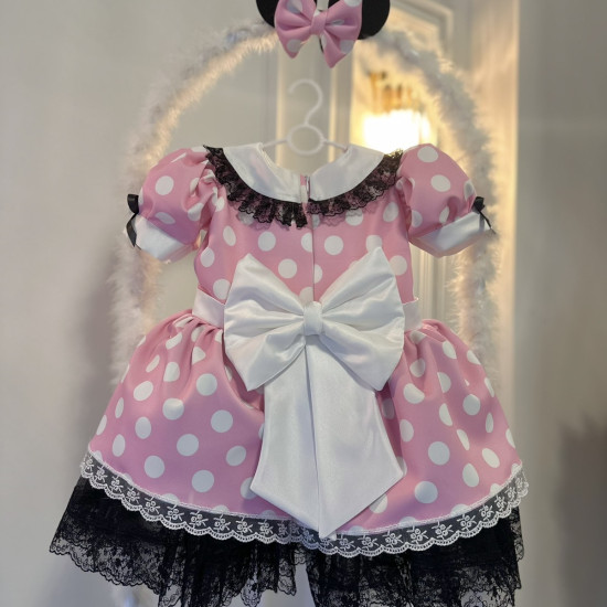 Rochie printesa Pinky White Dots