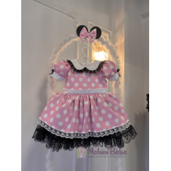 Rochie printesa Pinky White Dots