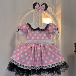 Rochie printesa Pinky White Dots