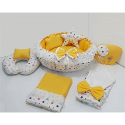 Set baby nest YELLOW LUX din bumbac organic