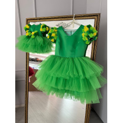 Set mama-fiica Green Flowers