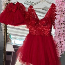 Set mama-fiica RED SPARKLES