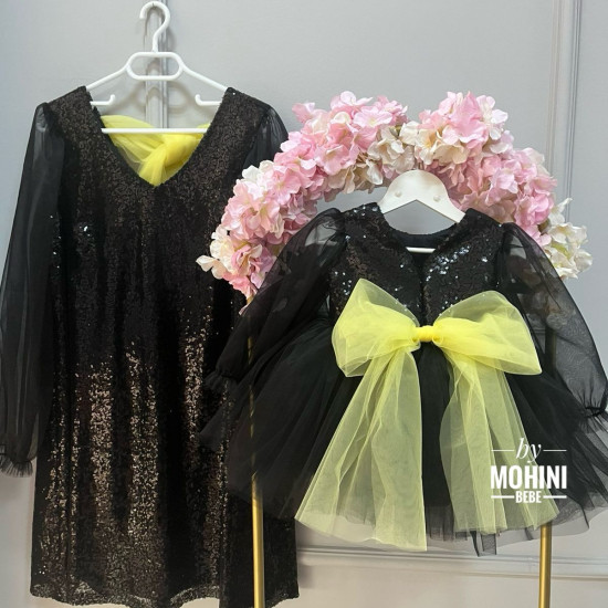Set rochii mama-fiica la comanda Black Dress Set