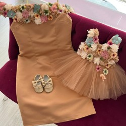 Set mama-fiica BEIGE FLOWERS
