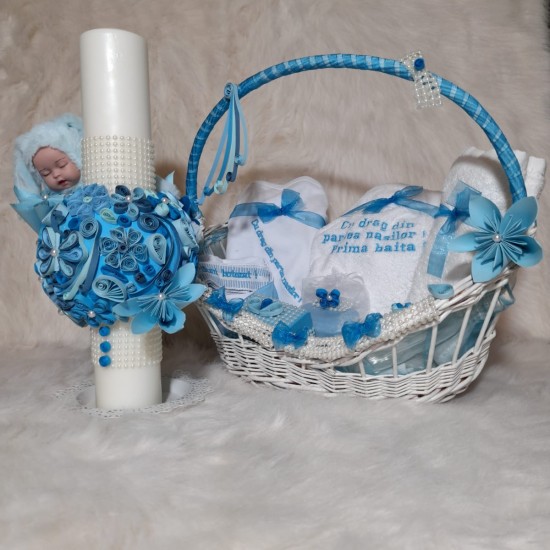 Trusou botez cu lumanare ART BLUE