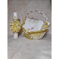 Trusou botez cu lumanare LUXURY WHITE YELLOW