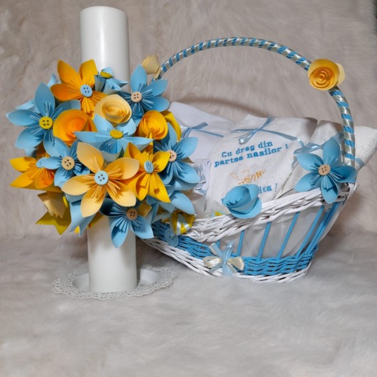 Trusou botez cu lumanare YELLOW BLUE