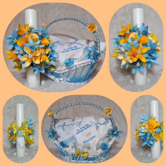 Trusou botez cu lumanare YELLOW BLUE