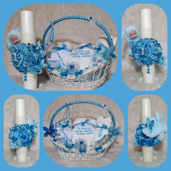 Trusou botez cu lumanare ART BLUE